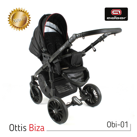 Wózek dziecięcy ADBOR OTTIS BLACK 2020 3w1 + Torba + Pokrowiec + Moskitiera + Uchwyt na butelkę + Fotelik kolor: Obi-05