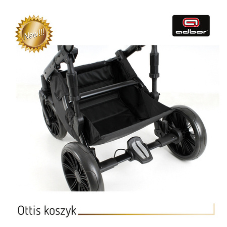 Wózek dziecięcy ADBOR OTTIS BLACK 2022 3w1 + Torba + Pokrowiec + Moskitiera + Uchwyt na butelkę + Fotelik kolor: Ob-07