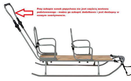 Sanki Polskie metalowe Adbor Piccolino Xdrive DUO + Gratis Latarka - sanki z oparciami i pasami kolor: Srebrny