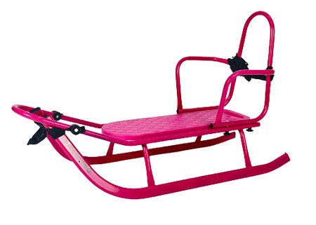 Sanki Polskie metalowe Adbor Piccolino + Gratis Latarka - sanki z oparciem, pasami i śpiworkiem kolor: Różowy