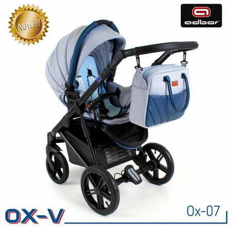 Wózek dziecięcy ADBOR OX-V 2w1 + Torba + Pokrowiec + Moskitiera + Uchwyt na butelkę (kolor: Ox-01)