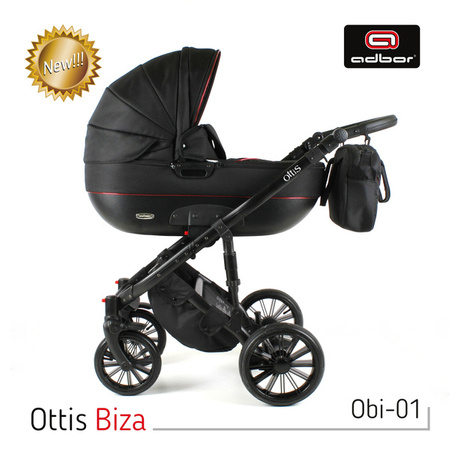 Wózek dziecięcy ADBOR OTTIS WHITE 3w1 + Torba + Pokrowiec + Moskitiera + Uchwyt na butelkę + Fotelik Samochodowy (kolor: Ow-02)