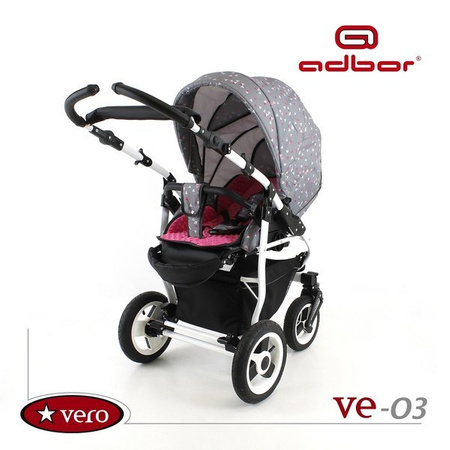 Wózek spacerowy ADBOR VERO DWUKIERUNKOWY + Plecak (przewijak) + Pokrowiec + Uchwyt na butelkę kolor: VE-11