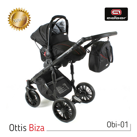 Wózek dziecięcy ADBOR OTTIS BLACK 2020 3w1 + Torba + Pokrowiec + Moskitiera + Uchwyt na butelkę + Fotelik kolor: Obi-05