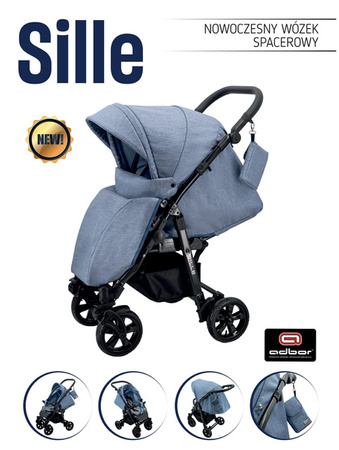 Wózek spacerowy ADBOR SILLE 2022 !!!NOWOŚĆ!!! + Saszetka + Pokrowiec przeciwdeszczowy (kolor: S-3)