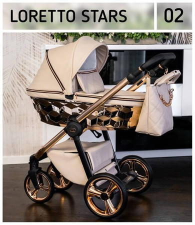 Wózek dziecięcy ADBOR LORETTO LUX STARS 2w1 + Torba + Pokrowiec + Moskitiera (kolor: 02 - GONDOLA LUSTRZANA MIEDŹ)