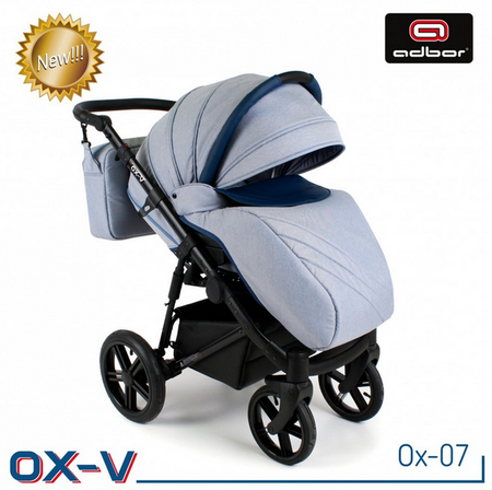 Wózek dziecięcy ADBOR OX-V 3w1 + Torba + Pokrowiec + Moskitiera + Uchwyt na butelkę + Fotelik (kolor: Ox-04)