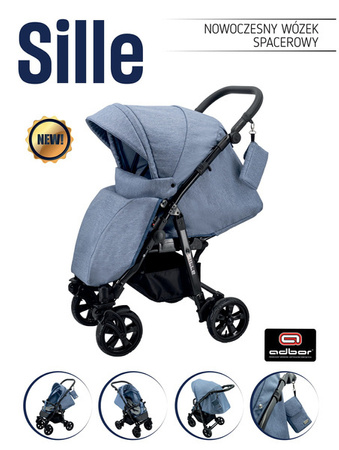Wózek spacerowy ADBOR SILLE 2022 !!!NOWOŚĆ!!! + Saszetka + Pokrowiec przeciwdeszczowy (kolor: S-4)