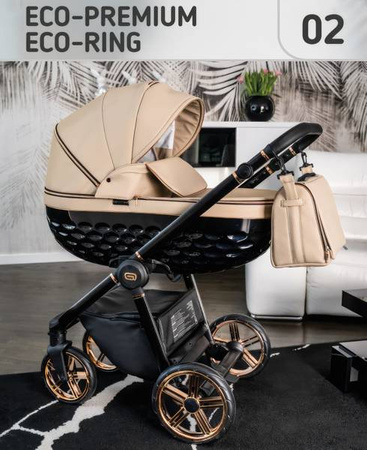 Wózek dziecięcy ADBOR OXV 3D RING 3w1 + Torba + Pokrowiec + Moskitiera + Fotelik CAPRI (kolor: ECO-02)