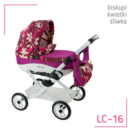 Wózek dla Lalek Składany Głęgoki Adbor Lily Classic + Specjalny Gratis - Gondola + Torba + Koszyk (kolor: Lc-16)