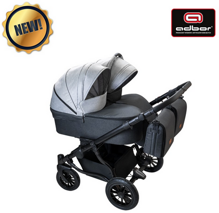 Wózek podwójny BLIŹNIACZY ADBOR DUO LUX 6w1 + Torby + Pokrowiec + Moskitiera + Uchwyt na butelkę + Foteliki kolor: DL-05