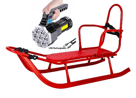 Sanki metalowe Adbor Piccolino Standard z oparciem i pasami kolor: SREBRNY