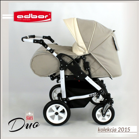 Wózek podwójny BLIŹNIACZY ADBOR DUO STARS 2w1 + Torba + Pokrowiec + Moskitiera (kolor: D-05)