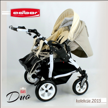 Wózek podwójny BLIŹNIACZY ADBOR DUO STARS 2w1 + Torba + Pokrowiec + Moskitiera (kolor: D-04)
