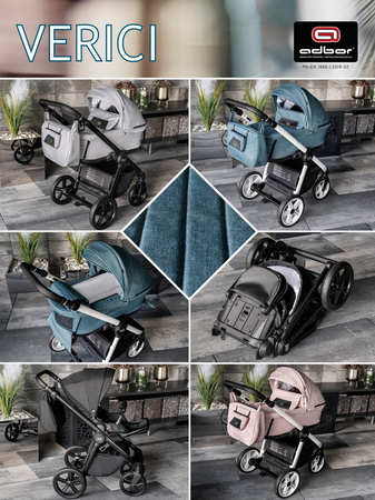 Wózek Dziecięcy Wielofunkcyjny Adbor Verici 2w1 Gondola Spacerówka + Torba + Pokrowiec + Moskitiera + Uchwyt na butelkę (kolor: V06)