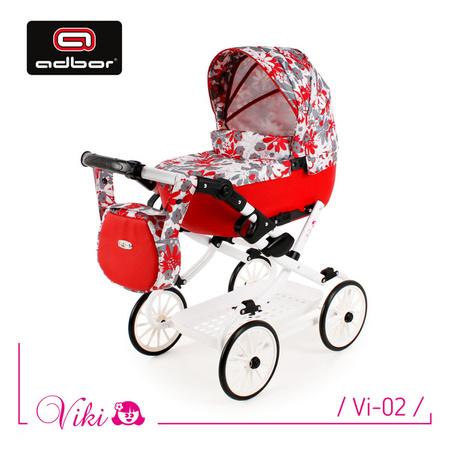 Wózek dla Lalek Składany Głęboki Adbor Viki Gondola + Torba + Koszyk (kolor: Vi-02)