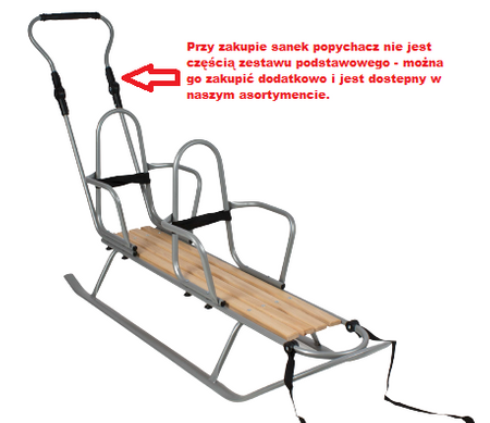 Sanki Polskie metalowe Adbor Piccolino Xdrive DUO + Gratis Latarka - sanki z oparciami i pasami kolor: Srebrny