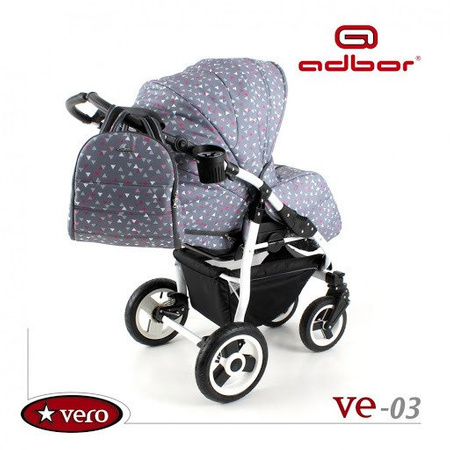Wózek spacerowy ADBOR VERO DWUKIERUNKOWY + Plecak (przewijak) + Pokrowiec + Uchwyt na butelkę kolor: VE-08