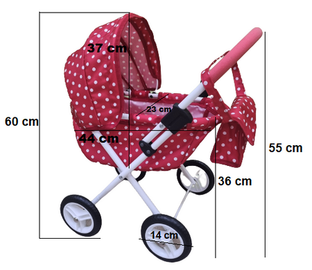 Wózek lalkowy ADBOR LILY Stelaż Classic + Torebka + Koszyk (kolor: Lc-09)