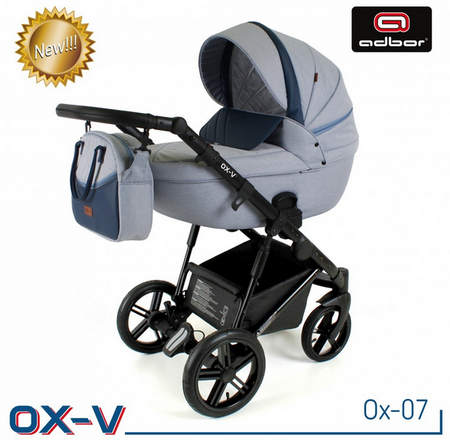 Wózek dziecięcy ADBOR OX-V 2w1 + Torba + Pokrowiec + Moskitiera + Uchwyt na butelkę (kolor: Ox-07)