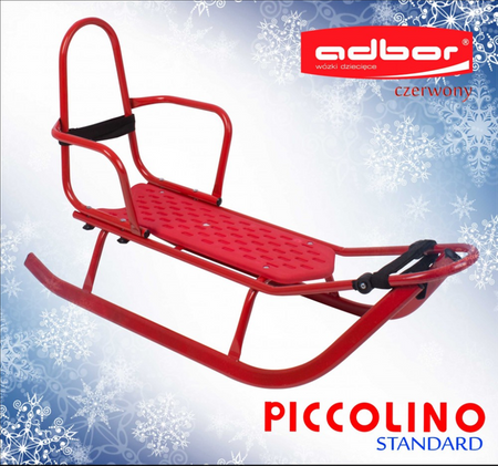 Sanki metalowe Adbor Piccolino Standard z oparciem i pasami kolor: Czerwony