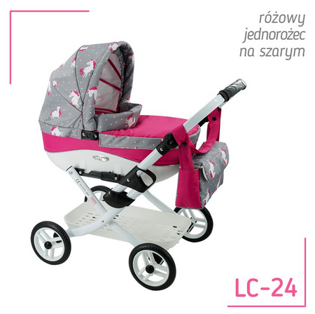 Wózek dla Lalek Składany Głęgoki Adbor Lily Classic + Specjalny Gratis - Gondola + Torba + Koszyk (kolor: Lc-24)