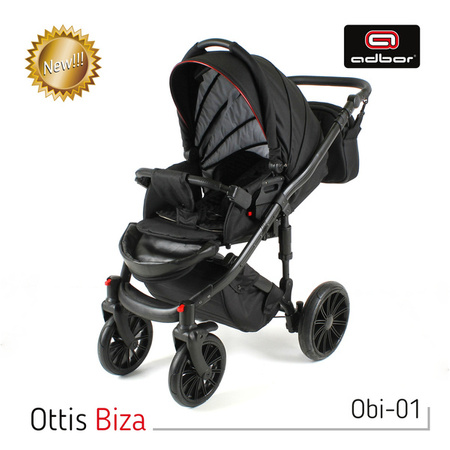Wózek dziecięcy ADBOR OTTIS WHITE 3w1 + Torba + Pokrowiec + Moskitiera + Uchwyt na butelkę + Fotelik Samochodowy (kolor: Ow-02)
