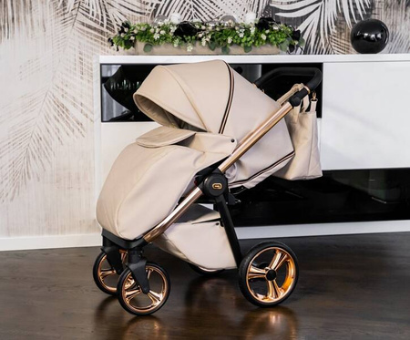 Wózek Dziecięcy Wielofunkcyjny Adbor Destello (LORETTO) 2w1 Gondola Spacerówka + Torba + Pokrowiec + Moskitiera + GRATIS ZABAWKA (kolor: 01 - Gondola Biała)