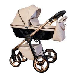 Wózek dziecięcy ADBOR LORETTO 3w1 + Torba + Pokrowiec + Moskitiera + Fotelik COSMO ISOFIX (kolor: 02 - GONDOLA CZARNA)