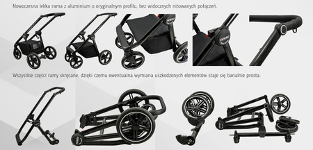 Wózek dziecięcy ADBOR LORETTO LUX STARS 3w1 + Torba + Pokrowiec + Moskitiera + Fotelik CAPRI (kolor: 02 - GONDOLA LUSTRZANA MIEDŹ)