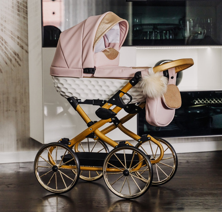 Wózek dla Lalek z EKOSKÓRY ADBOR LULU + Specjalny Gratis + Torebka + Koszyk + Ozdoba (kolor: 03) !!! NOWOŚĆ 2025 !!!