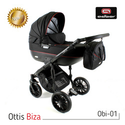 Wózek dziecięcy ADBOR OTTIS WHITE 3w1 + Torba + Pokrowiec + Moskitiera + Uchwyt na butelkę + Fotelik Samochodowy (kolor: Ow-02)