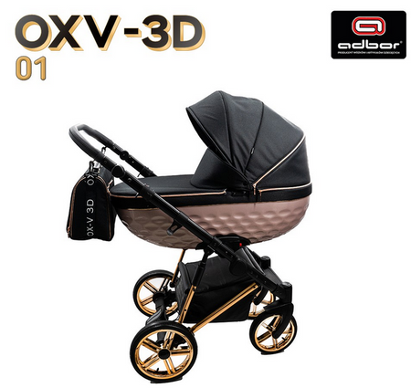 Wózek dziecięcy ADBOR OXV-3D 3w1 + Torba + Pokrowiec + Moskitiera + Uchwyt na butelkę + Fotelik CAPRI (kolor: OXV-3D-01)