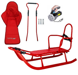 Sanki metalowe Adbor Piccolino Standard z oparciem i pasami kolor: SREBRNY