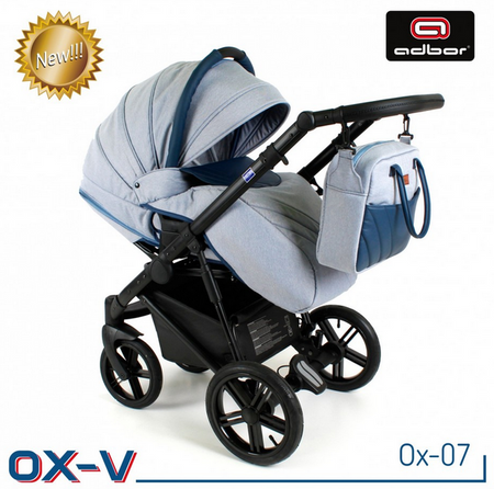 Wózek dziecięcy ADBOR OX-V 3w1 + Torba + Pokrowiec + Moskitiera + Uchwyt na butelkę + Fotelik (kolor: Ox-04)