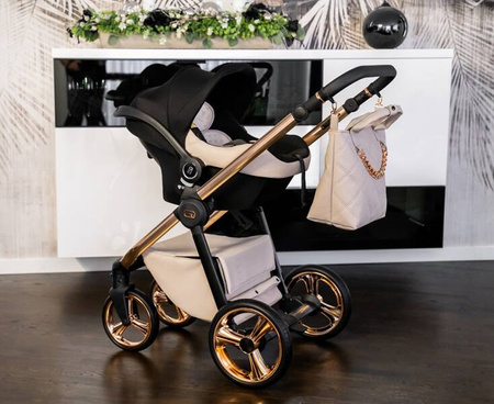 Wózek dziecięcy ADBOR LORETTO 3w1 + Torba + Pokrowiec + Moskitiera + Fotelik CAPRI (kolor: 21 - GONDOLA CZARNA)