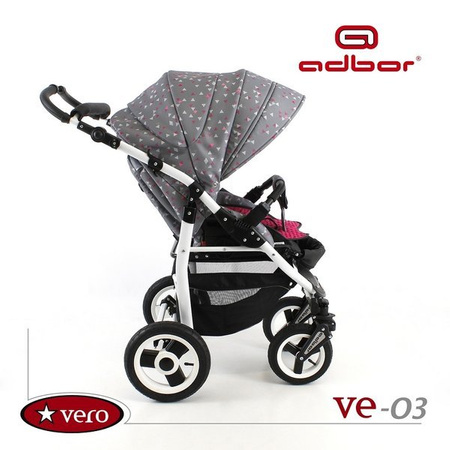 Wózek spacerowy ADBOR VERO DWUKIERUNKOWY + Plecak (przewijak) + Pokrowiec + Uchwyt na butelkę kolor: VE-09