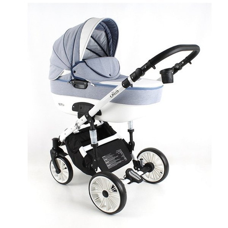 Wózek dziecięcy ADBOR OTTIS WHITE 3w1 + Torba + Pokrowiec + Moskitiera + Uchwyt na butelkę + Fotelik (kolor: Ow-02)