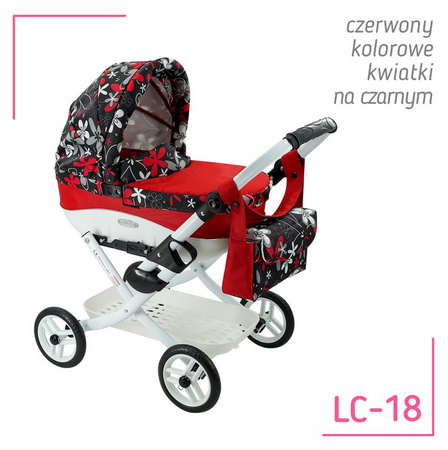 Wózek dla Lalek Składany Głęgoki Adbor Lily Classic + Specjalny Gratis - Gondola + Torba + Koszyk (kolor: Lc-18)