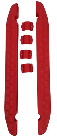 Sanki Polskie metalowe Adbor Piccolino + Gratis Latarka - sanki z oparciem, pasami, podnóżkami, materacykiem i popychaczem kolor: Czerwony