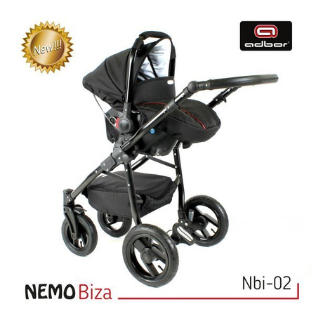 Wózek dziecięcy ADBOR NEMO 3w1 + Torba + Pokrowiec + Moskitiera + Fotelik Samochodowy (kolor: Lena-53)