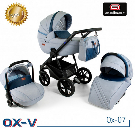 Wózek dziecięcy ADBOR OTTIS WHITE 3w1 + Torba + Pokrowiec + Moskitiera + Uchwyt na butelkę + Fotelik Samochodowy (kolor: Ow-01)