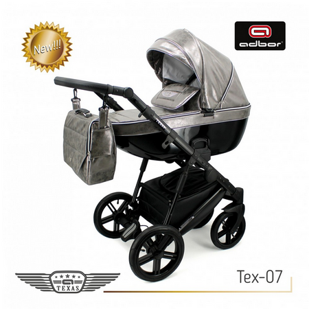 Wózek dziecięcy ADBOR TEXAS 3w1 + Torba + Pokrowiec + Moskitiera + Uchwyt na butelkę + Fotelik Samochodowy kolor: Tex-07