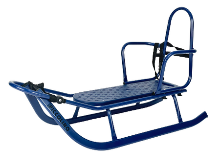 Sanki Polskie metalowe Adbor Piccolino + Gratis Latarka - sanki z oparciem, pasami, materacykiem i popychaczem kolor: Granatowy