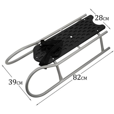 Sanki metalowe Adbor LUMO Z OPARCIEM i pasami kolor: SREBRNY