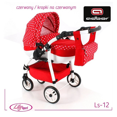 Wózek dla lalek Adbor Lily Sport + Specjalny Gratis - Stelaż Sport + Torebka + Koszyk kolor: Ls-12