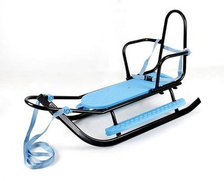 Sanki metalowe Adbor Piccolino Standard z oparciem i pasami kolor: SREBRNY