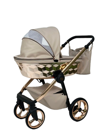 Wózek dziecięcy ADBOR LORETTO LUX STARS 2w1 + Torba + Pokrowiec + Moskitiera (kolor: 05 - GONDOLA LUSTRZANA MIEDŹ)