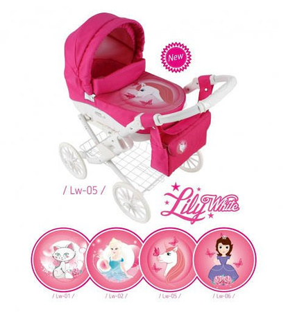 Wózek dla Lalek ADBOR LILY Lalkowy Stelaż SPORT + Torebka + Koszyk (kolor: Lsw-06)