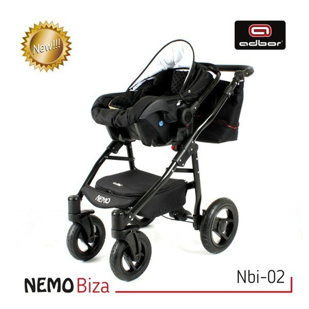Wózek dziecięcy ADBOR NEMO 3w1 + Torba + Pokrowiec + Moskitiera + Fotelik Samochodowy (kolor: Lena-53)